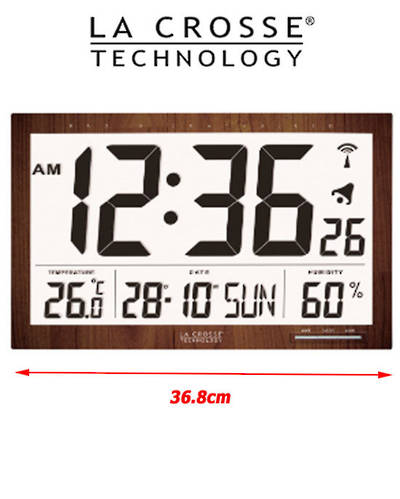 WS8007 La Crosse Large Wall Clock with Indoor Temperature Humidity