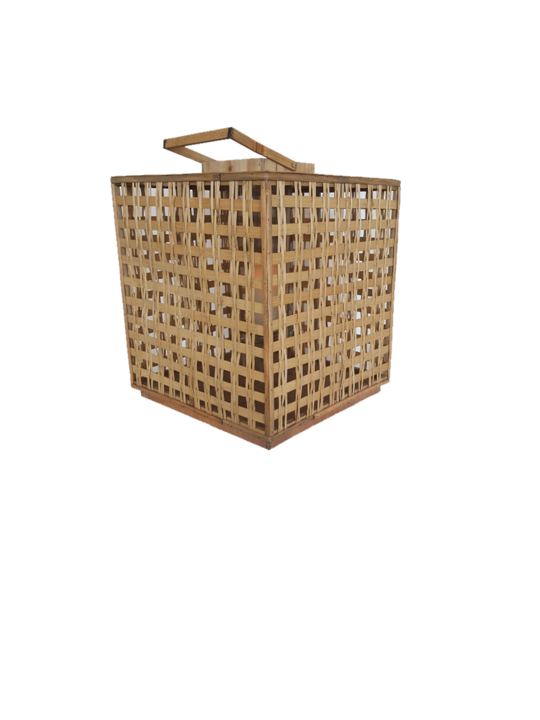 *WOODEN LATTICE HURRICANE LAMP