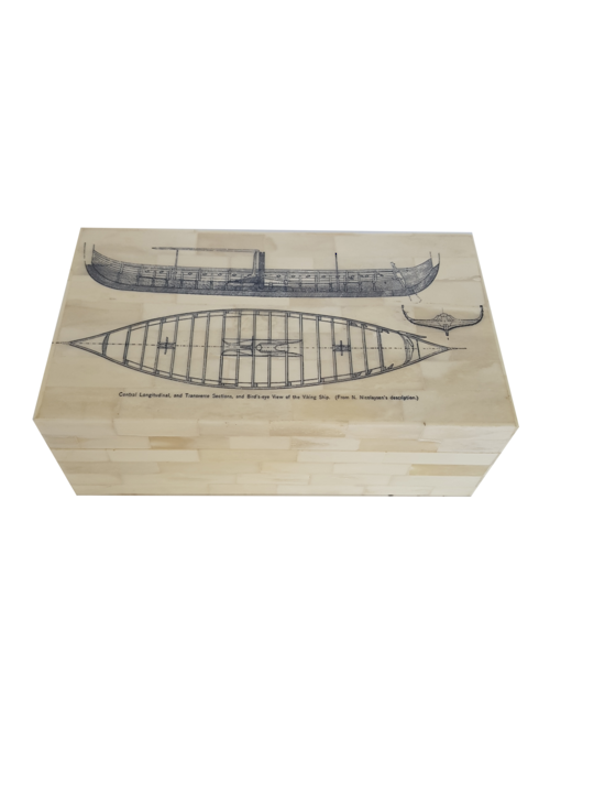 RESIN INLAID BOX WITH NAUTICAL INLAID LID