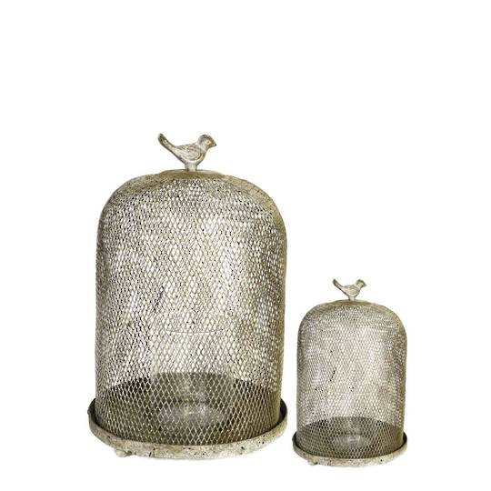 SET/2 OPHIRA GOLDEN SPARROW MESH CANDLE HOLDERS