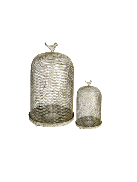 SET/2 OPHIRA GOLDEN SPARROW MESH CANDLE HOLDERS