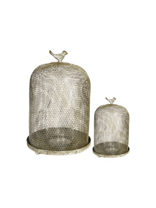 SET/2 OPHIRA GOLDEN SPARROW MESH CANDLE HOLDERS