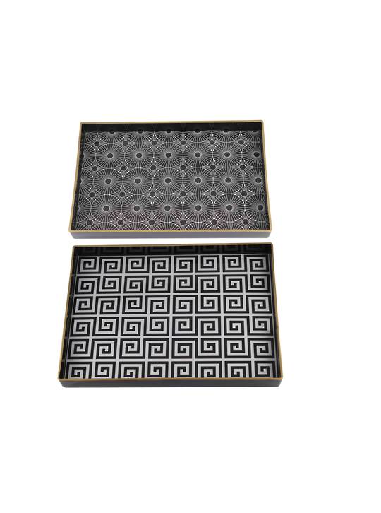 SET/2 RECTANGULAR DECORATIVE LUXE TRAYS