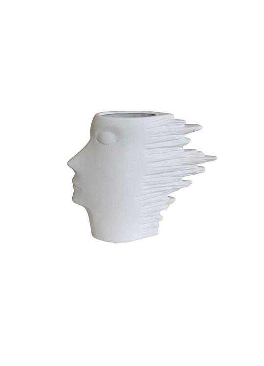 DECORATIVE WIND SWEPT FACE VASE MED WHITE
