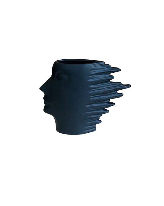 DECORATIVE WIND SWEPT FACE VASE SML BLACK