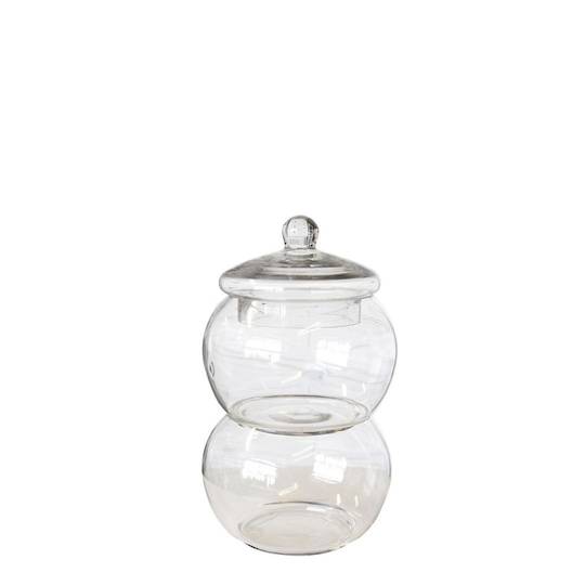 DOUBLE CONDIMENT GLASS HOLDER WITH LID