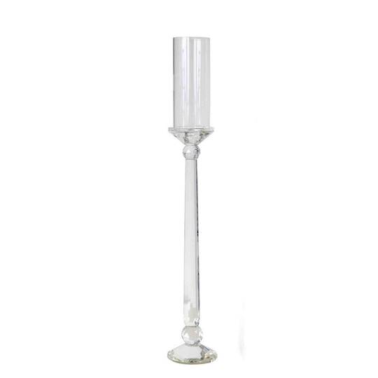 CRYSTAL CANDLE HOLDER 70CM WITH HURRICANE SLEEVE LGE