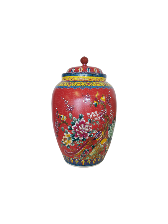 RED PATTERNED TEAJAR