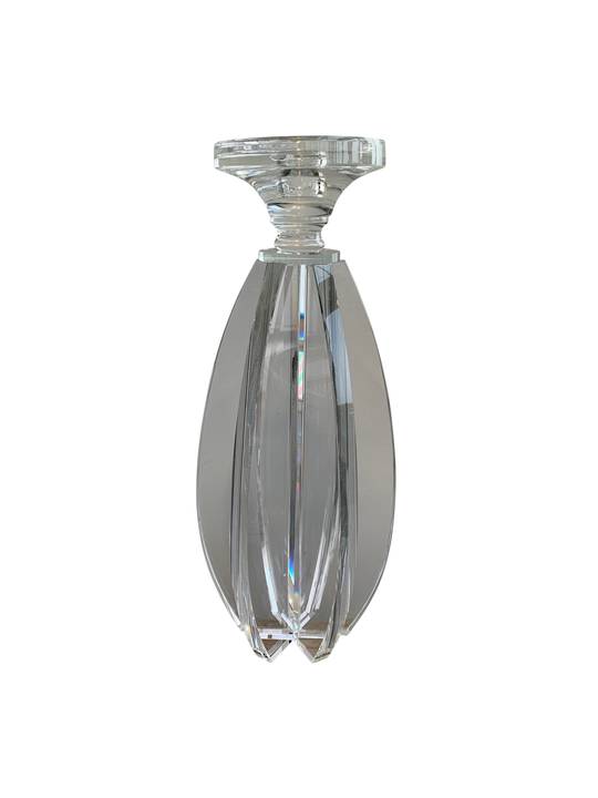 CRYSTAL CANDLE HOLDER WITH CUT SPHERE DESIGN SML