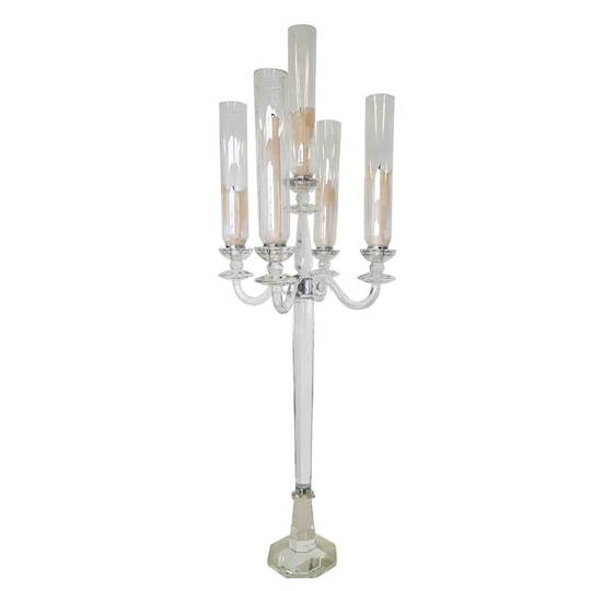 LARGE CRYSTAL CANDELABRA 4 ARMS 5 CANDLES