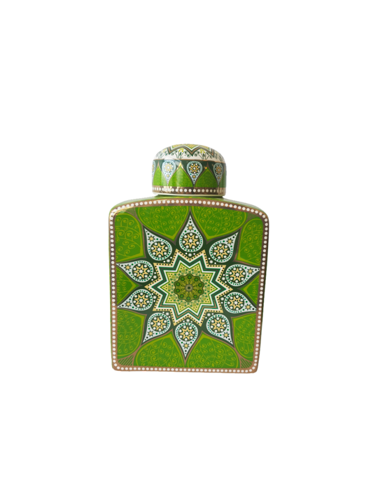MEDIUM GREEN MOROCCAN STYLED POT WITH LID