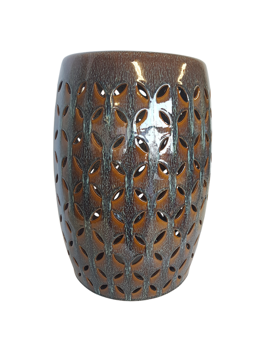 VERDIGRIS CERAMIC STOOL FLOWER PATTERN