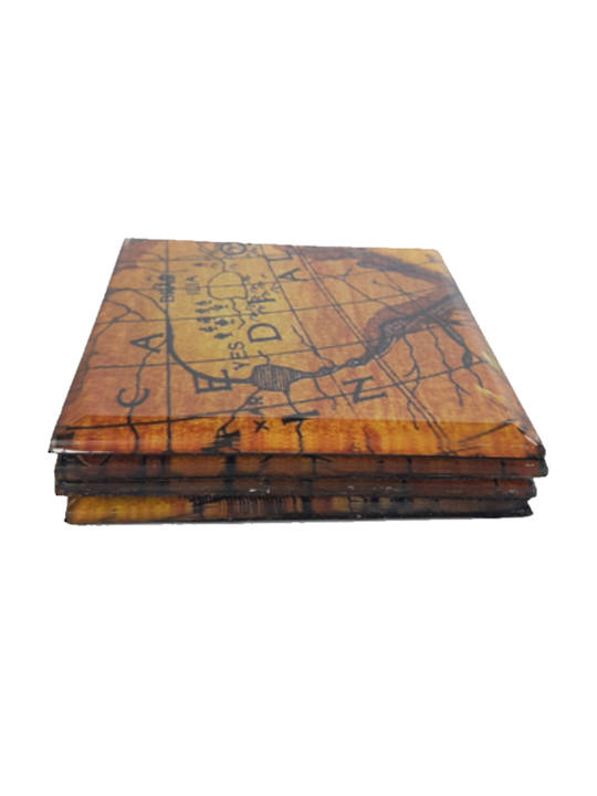 GLASS COASTERS WITH VINTAGE MAPS SET OF 4