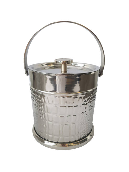 BRASS AND STAINLESS STEEL ICE BUCKET REPTILE PATTERN