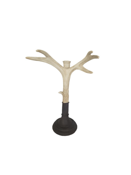 *RESIN ANTLER CANDLE HOLDER CLASSIC BASE, WHITE