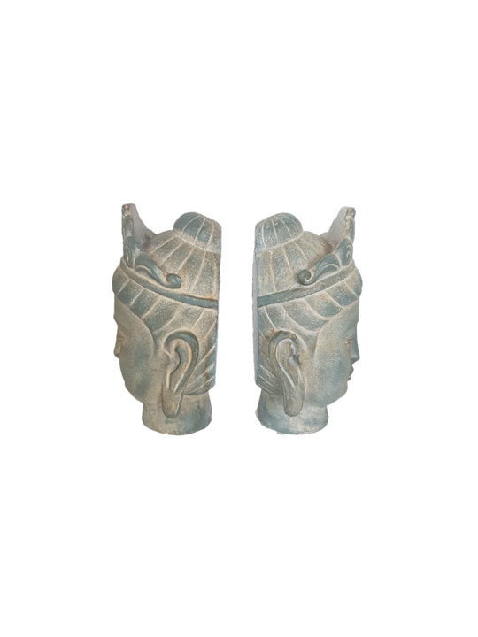RESIN STONE BUDDHA BOOKENDS S/2