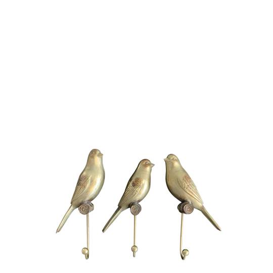 BIRD W/ METAL HOOK ANTIQUE FINISH SET OF 3