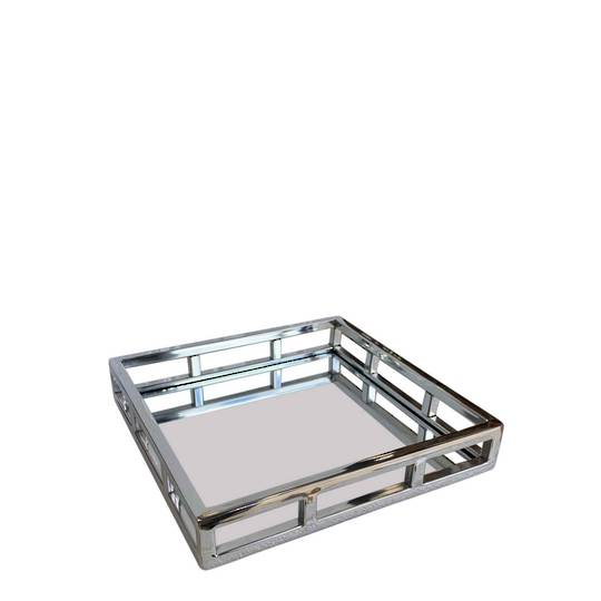 SQUARE STEEL MIRROR TRAY NICKLE FINISH