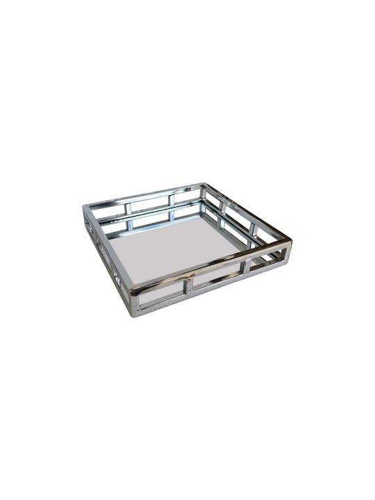 SQUARE STEEL MIRROR TRAY NICKLE FINISH