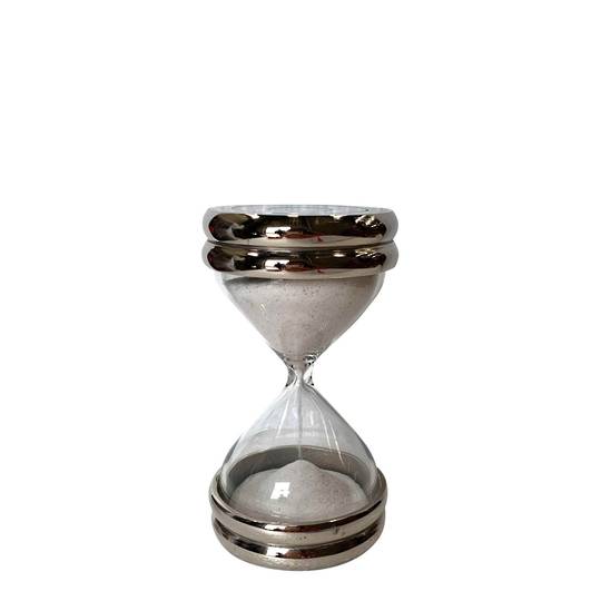 SAND TIMER WITH SILVER CAP DETAIL