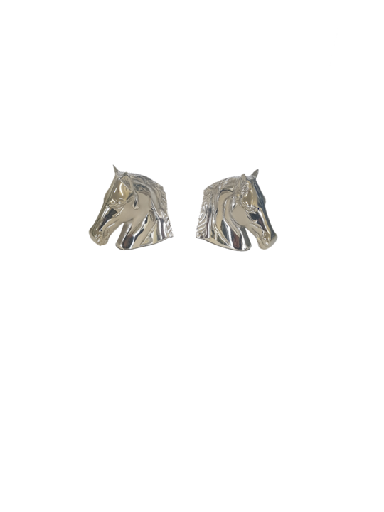ALUM HORSE FACE BOOKEND SET/2