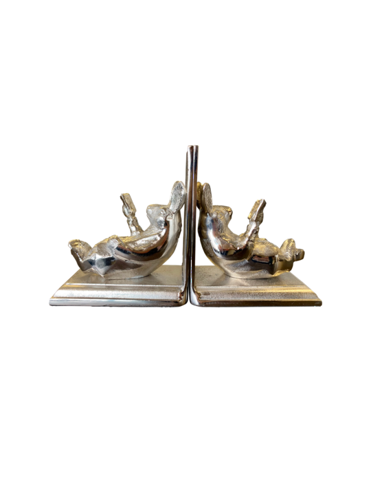 ALUM READING RABBIT BOOKEND SET/2