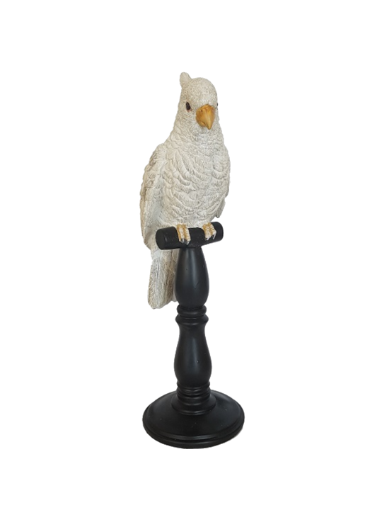 *RESIN PARROT ON PILLAR CREAM