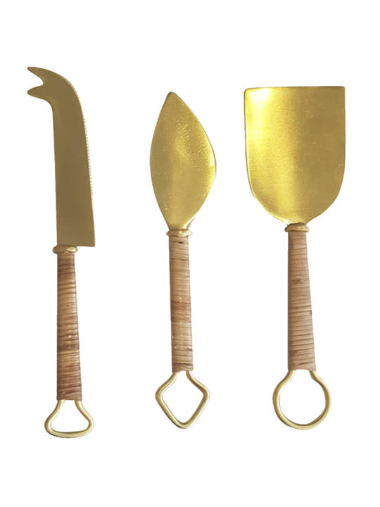 CHEESE SET WITH RAFFIA HANDLES