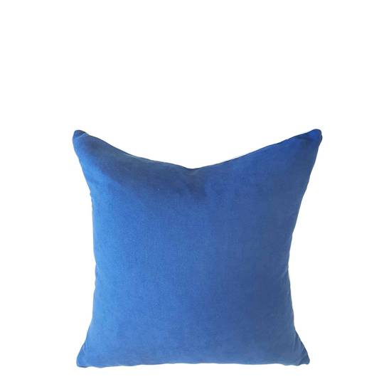 *CUSHION COVER PLAIN NAVY BLUE DOUBLE SIDED WITH A CONTRAST WHITE PIPING