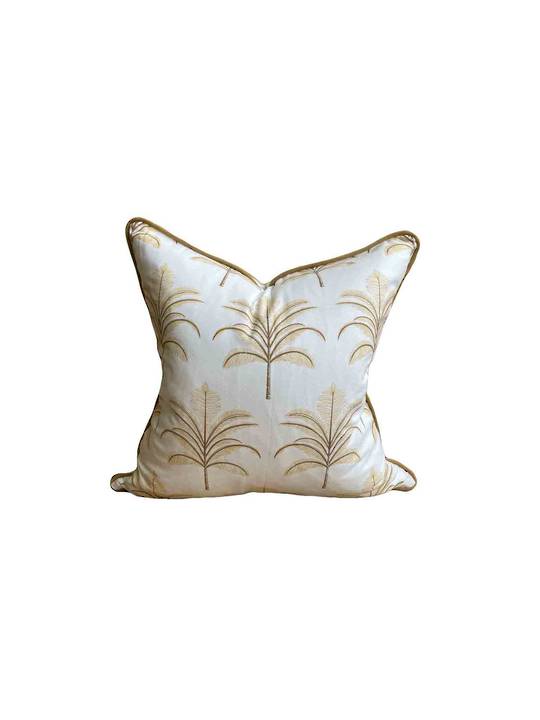 HAMPTONS RANGE PALM TREE CUSHION COVER WITH PIPING
