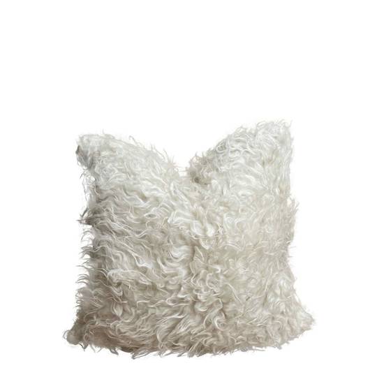 OFF WHITE FLUFFY WOOL CUSHION COVER