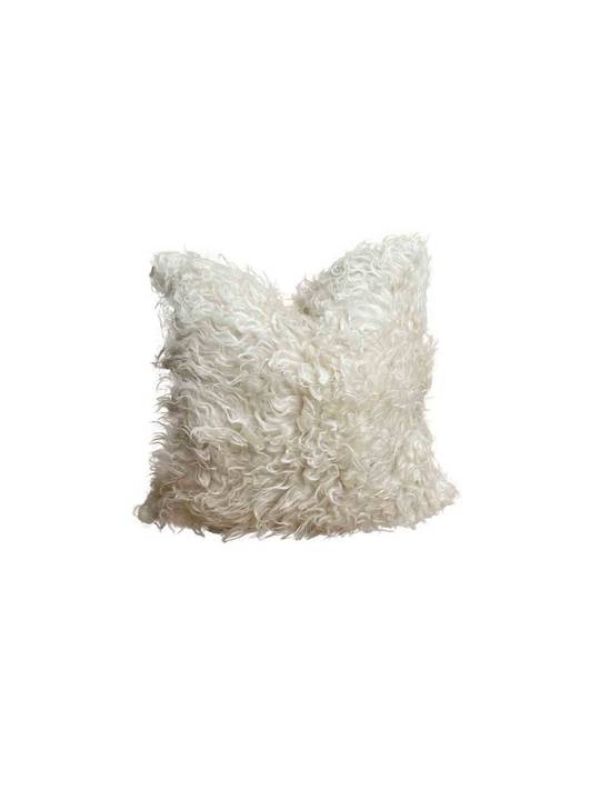 OFF WHITE FLUFFY WOOL CUSHION COVER