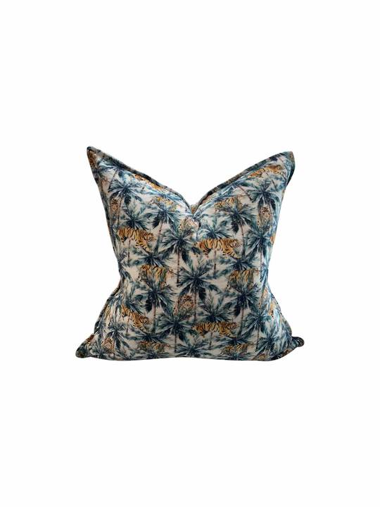 WILD TIGER & PALM TREES CUSHION COVER