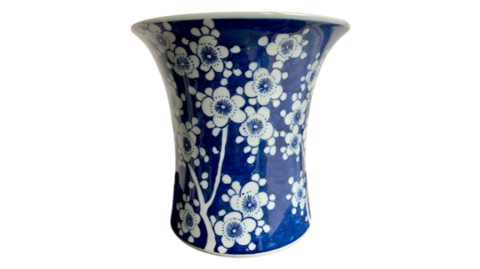 DARK BLUE FLORAL VASE WIDE OPENING