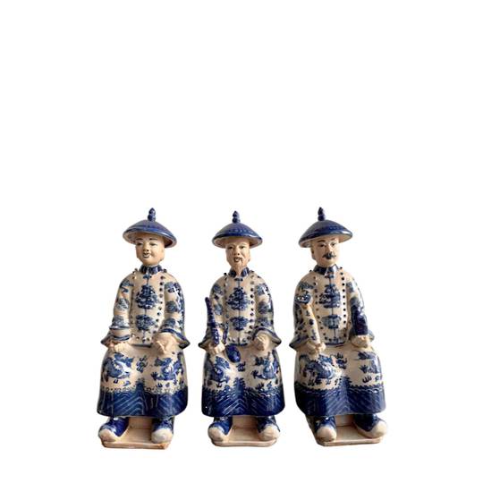 FIGURINES B&W SITTING DOWN SET 3