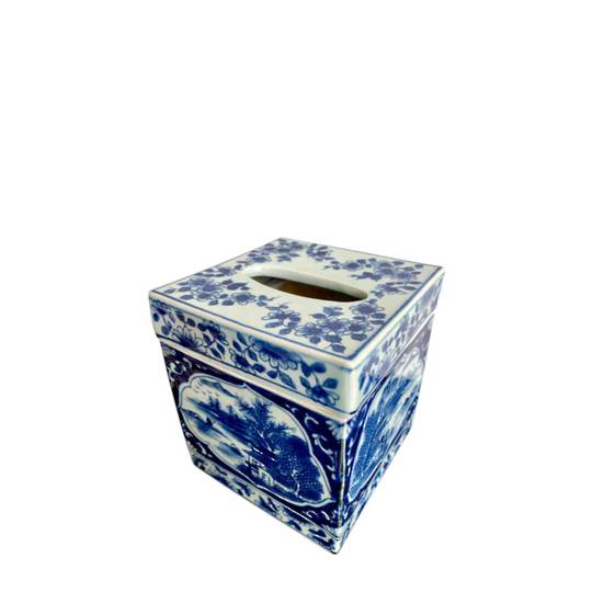 BLUE AND WHITE TISSUE BOX SQUARE