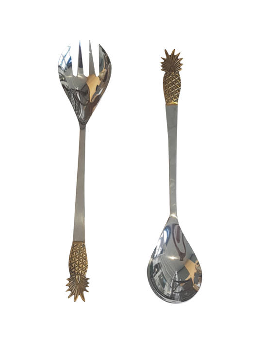 STAINLESS STEEL PINEAPPLE SALAD SERVERS SET OF 2
