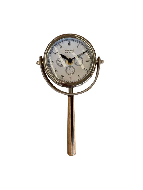 *HAND HELD CLOCK WITH HAIR DETAIL