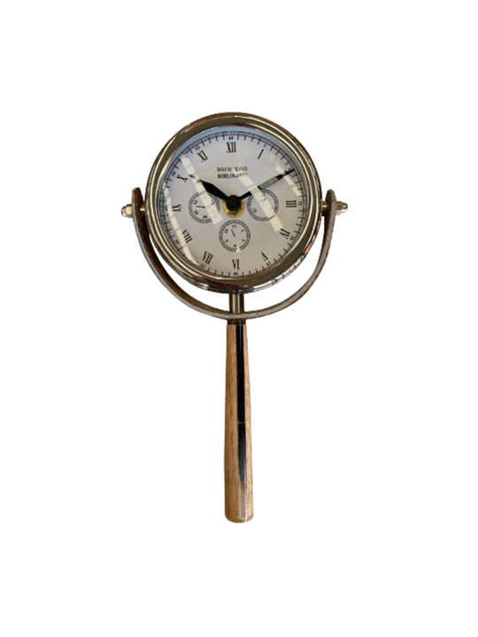 HAND HELD CLOCK WITH HAIR DETAIL