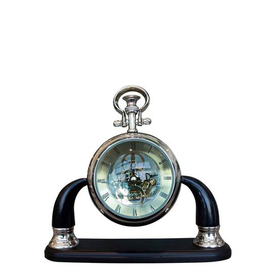 SEE THRU TABLE CLOCK ON BASE WITH 2 ARMS