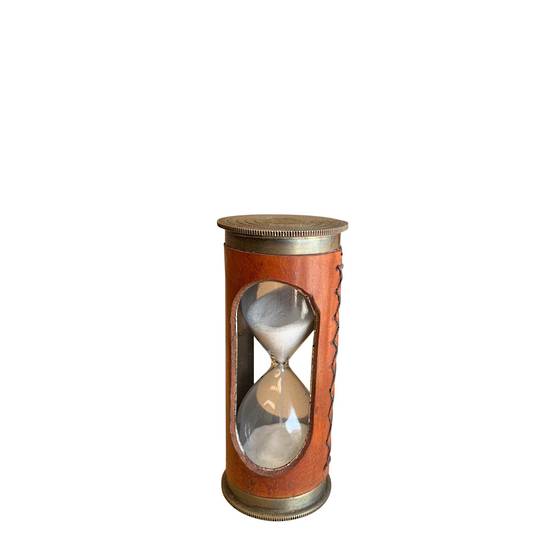 LEATHER COVERED SAND TIMER