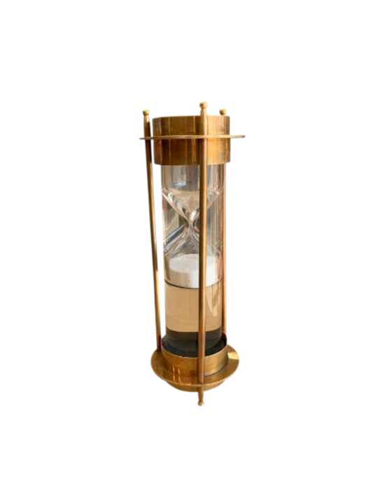 BRASS LIQUID SAND TIMER WITH COMPASS