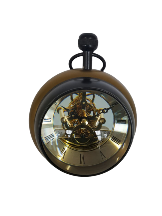 ALUMINIUM PAPER WEIGHT CLOCK WITH SEE THROUGH MECHANISIM BRASS