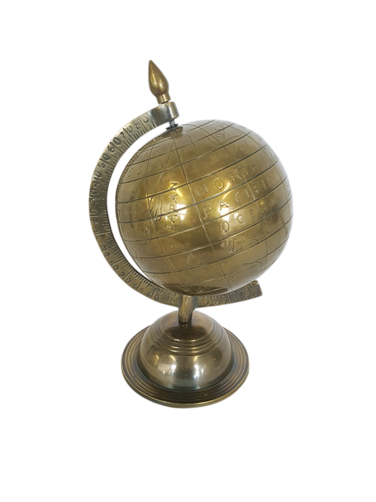 ALUMINIUM BRASS FINISH GLOBE ON BASE