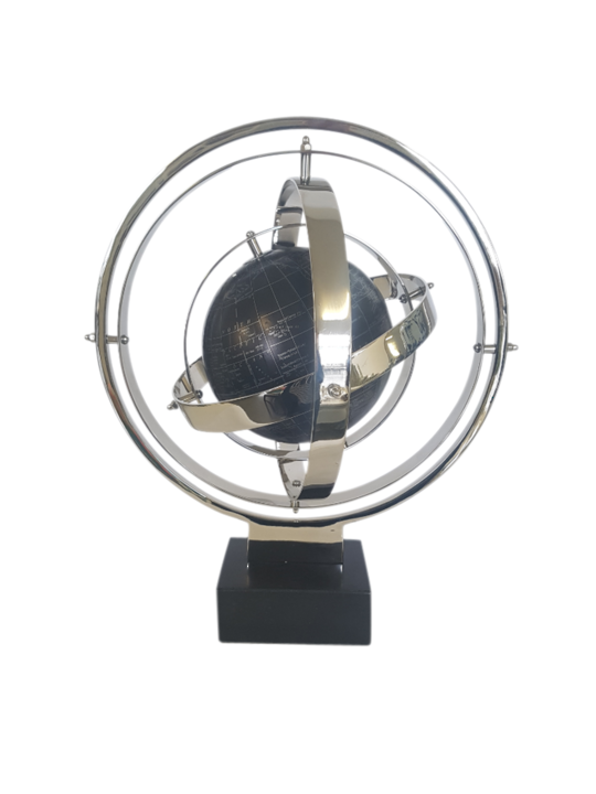 ALUM STEEL ARMILLARY ON MARBLE BASE