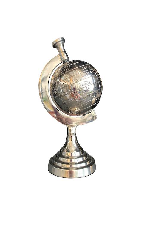 NICKLE FINISH GLOBE ON BASE
