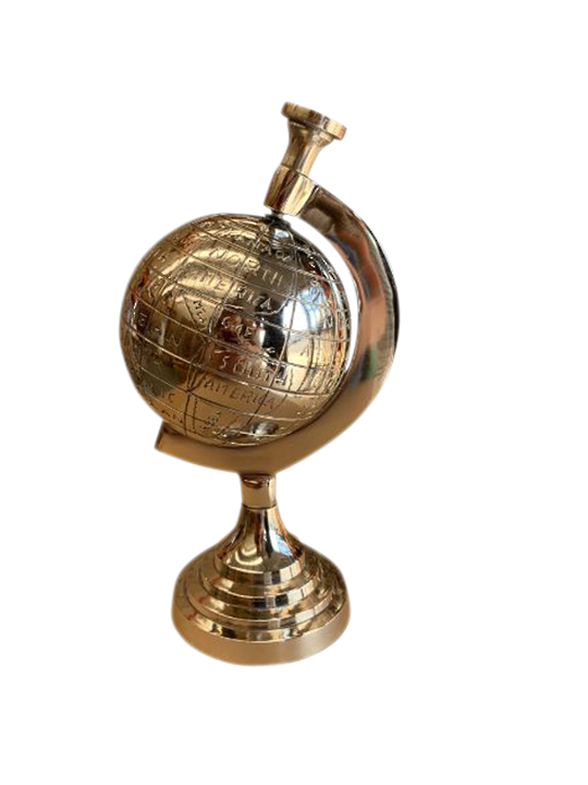 NICKLE FINISH GLOBE ON BASE