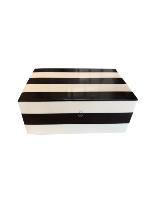 BLACK & WHITE STRIPE STORAGE BOX SML