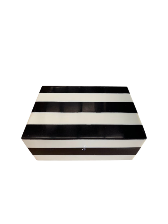 BLACK & WHITE STRIPE STORAGE BOX MED