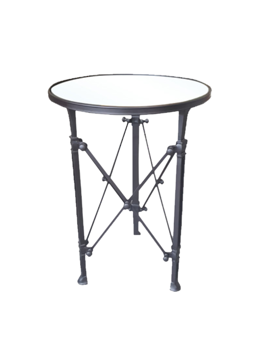 BLACK ANTIQUE ROUND SIDE TABLE